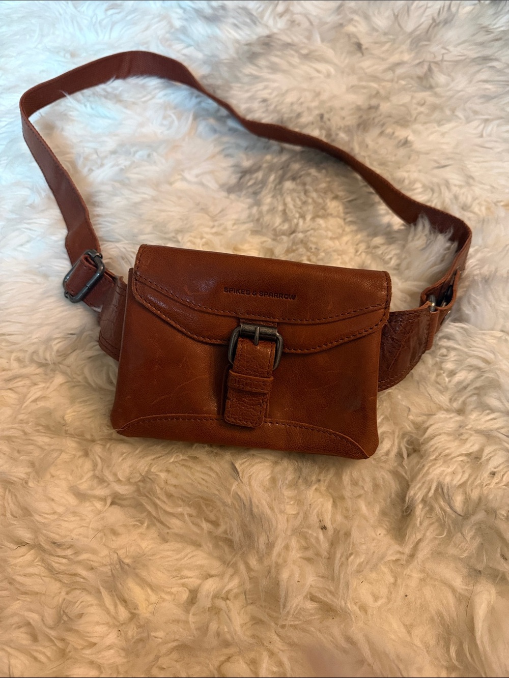 Spikes & Sparrow Brown Leather Belt Bag